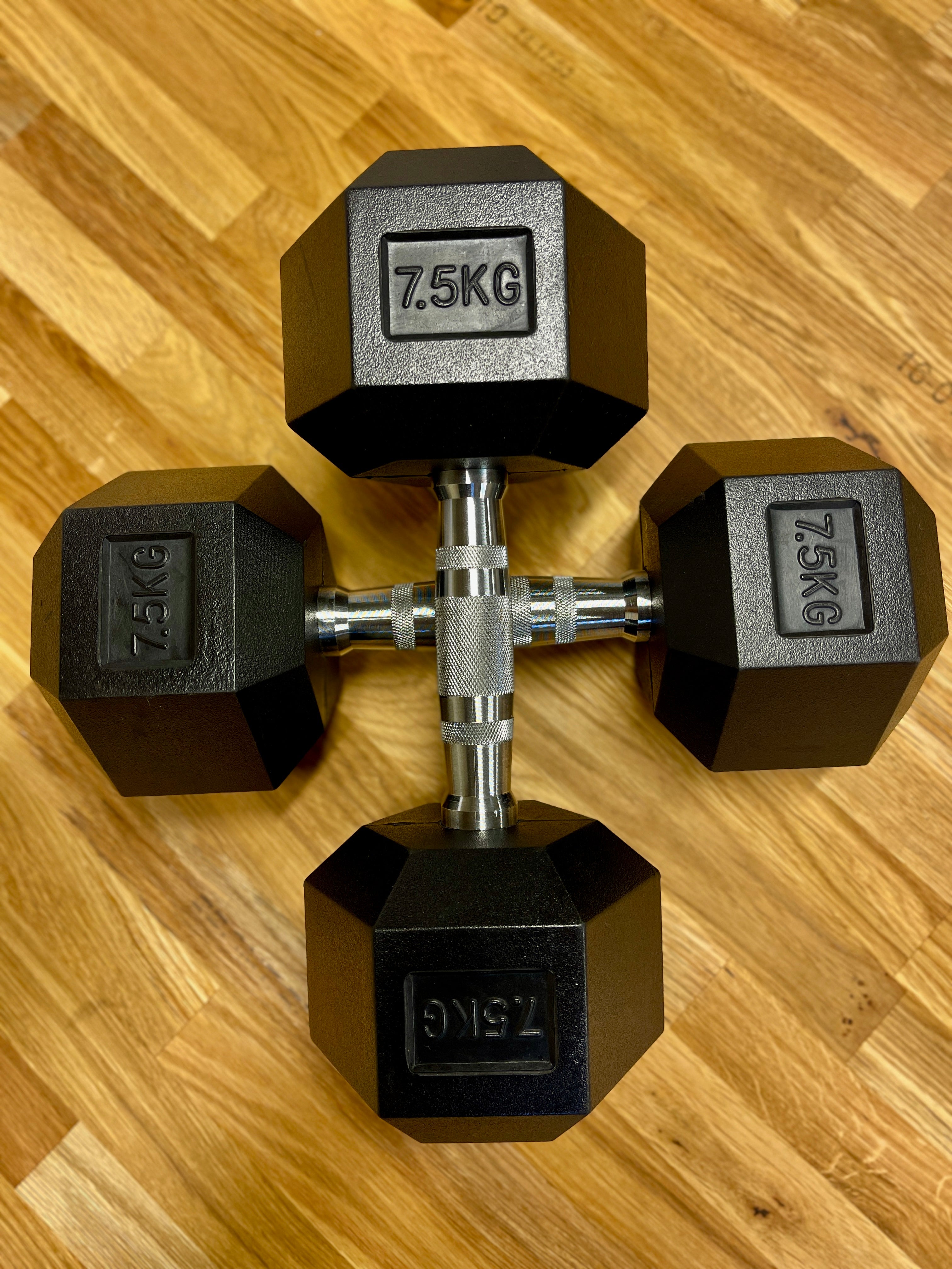Full Set Of Rubber-Coated Hex Dumbbells (2.5kg–15kg, Sold in Pairs)