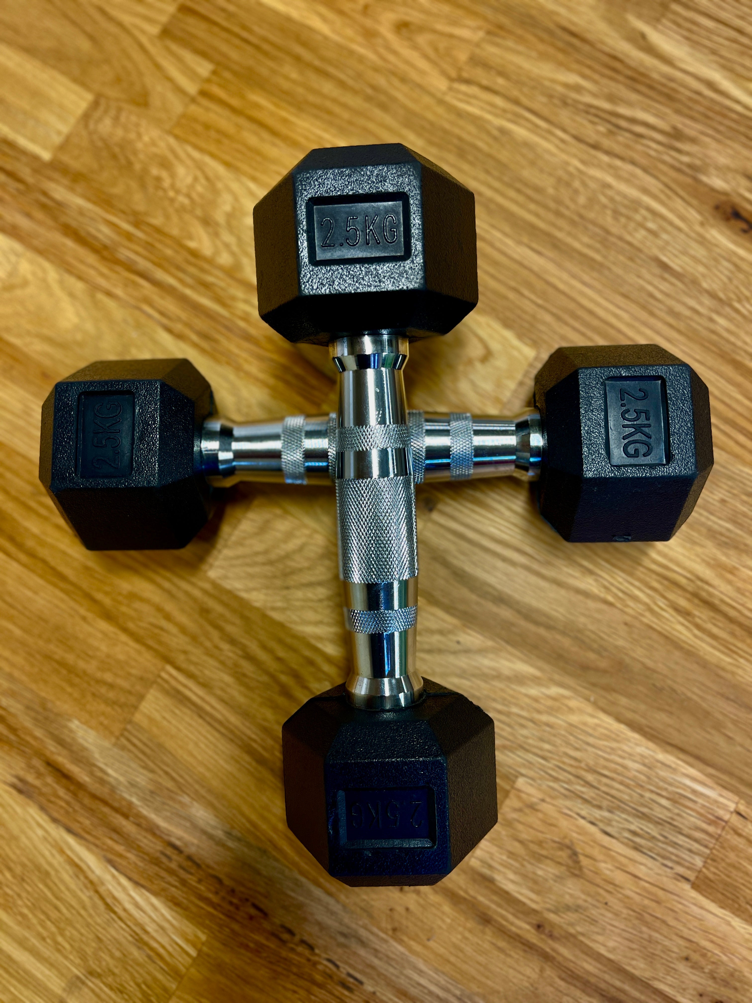 Full Set Of Rubber-Coated Hex Dumbbells (2.5kg–15kg, Sold in Pairs)